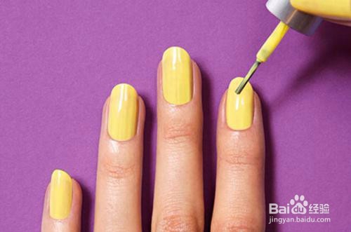 黄色几何图形美甲教程