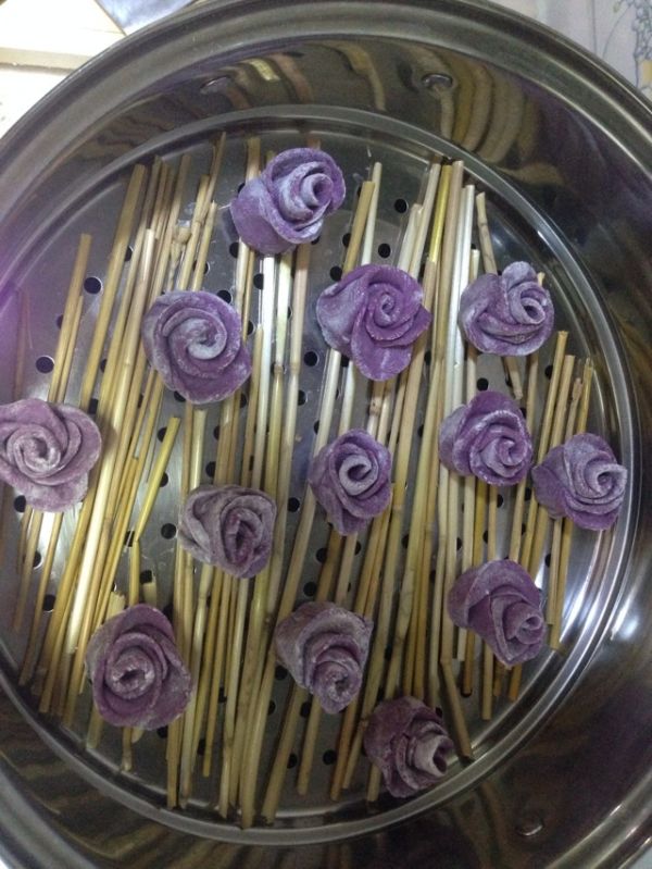 紫薯玫瑰花馒头