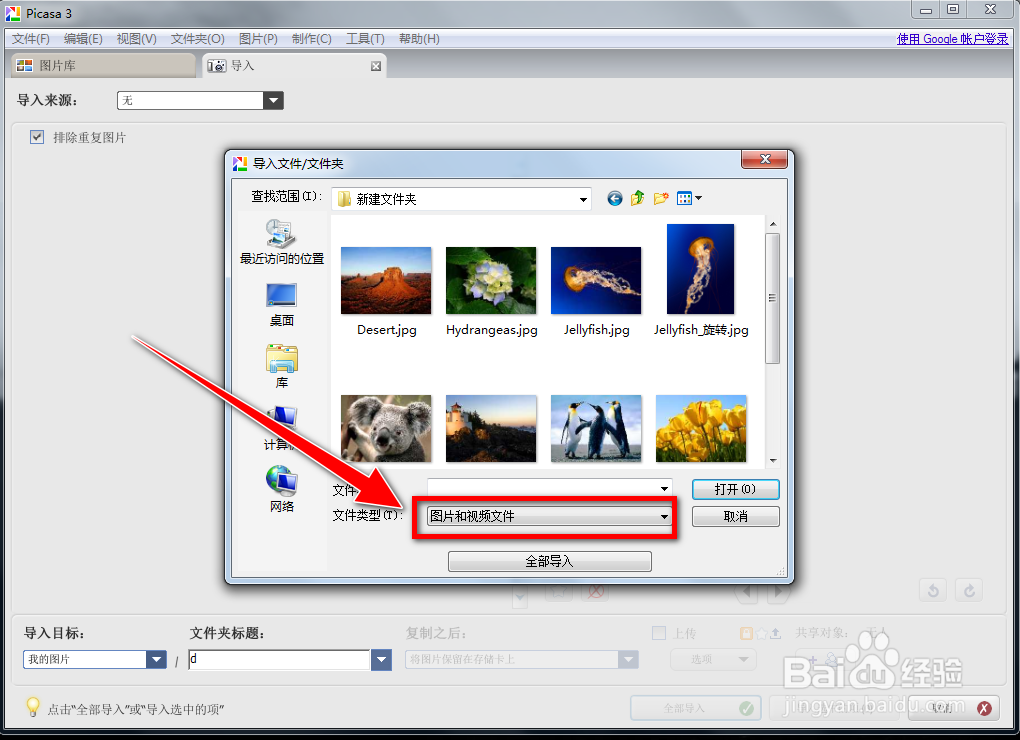 如何导入文件到Picasa3