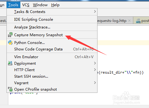 pycharm生成capture memory snapshot内存快照
