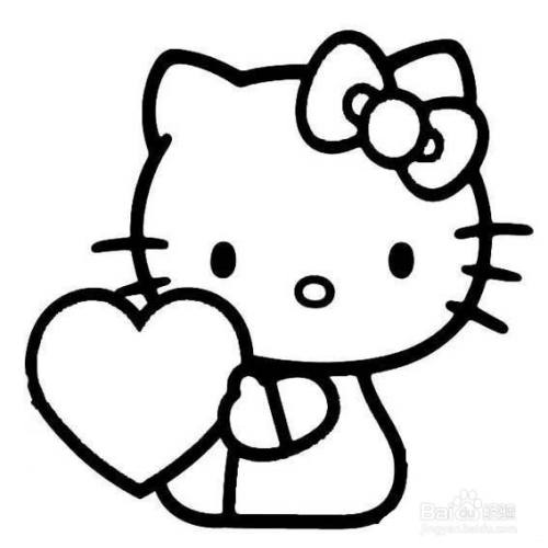 拿着爱心的凯蒂猫的画法