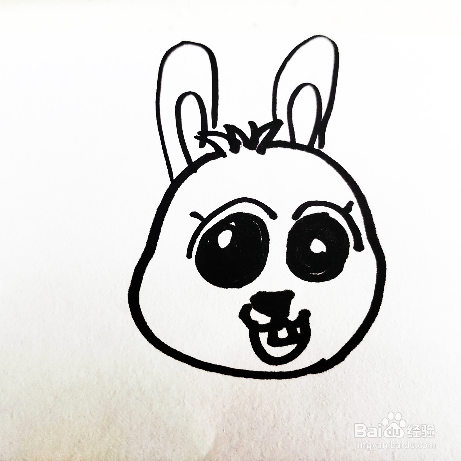 如何来画一只卡通大眼睛兔子简笔画呢?