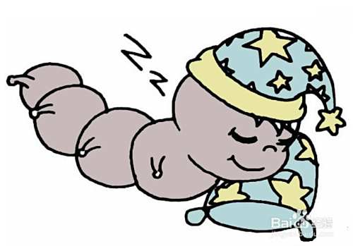 贪睡的毛毛虫的画法