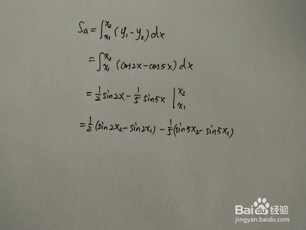 如何求函数y1=cos2x与y2=cos5x围成的面积