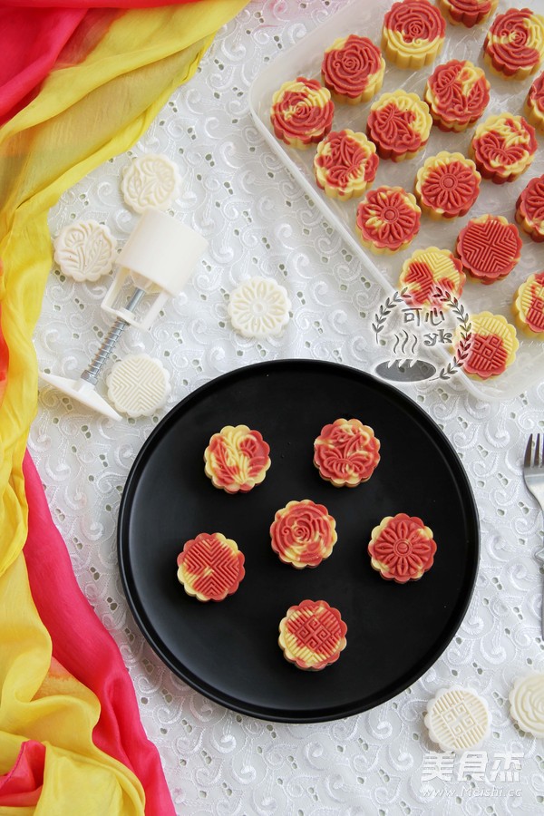 惊艳喜庆的红曲双色绿豆糕