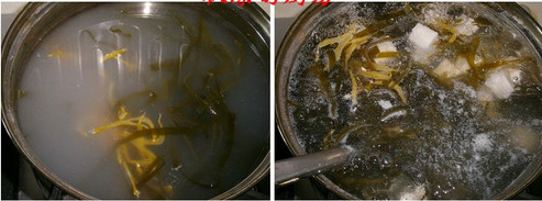 用淘米水做银鱼海带豆腐汤