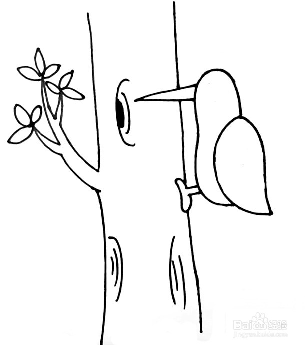啄木鸟简笔画 分步画法