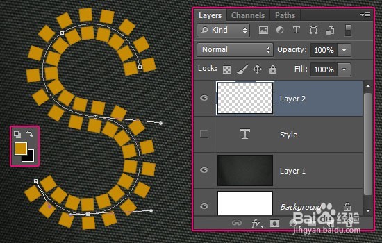 Photoshop制作金属镶钉效果的黄金艺术字