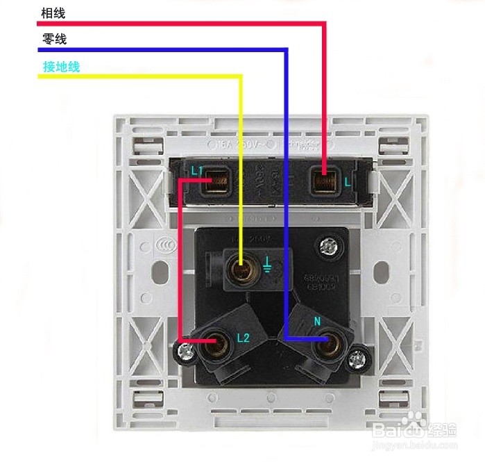 五孔插座接线方法图片