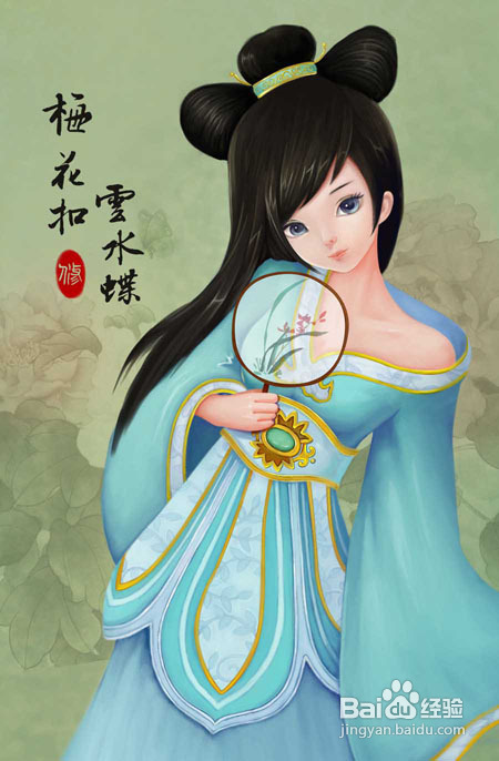 PS鼠绘清纯可爱的古装卡通小女孩