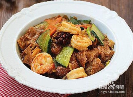 虾仁面筋的做法