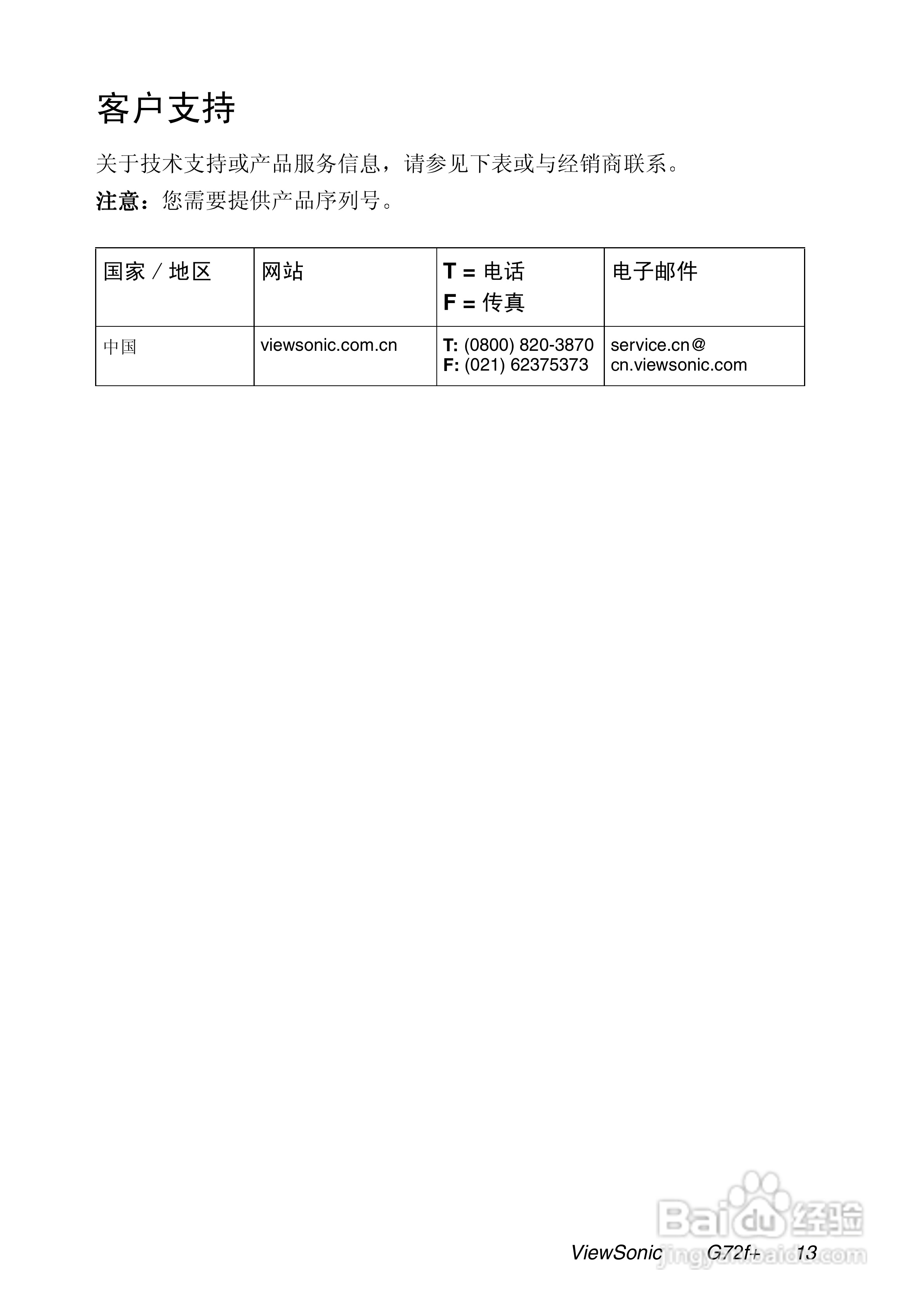 优派G72f+显示器使用说明书