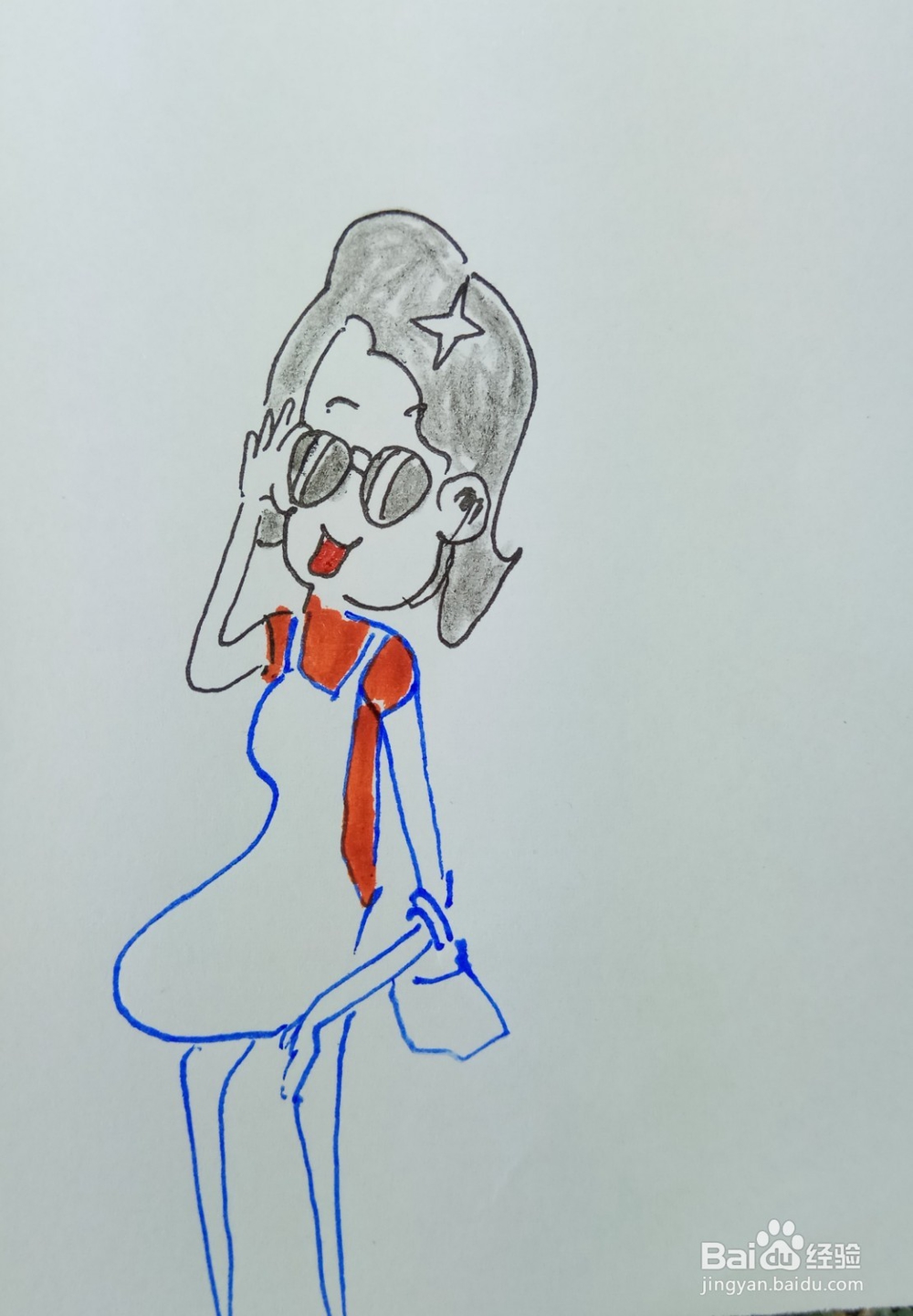 怎样画儿童简笔画“围裙妈妈戴眼镜”？