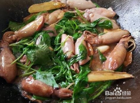 鱼香菜爆炒鱿鱼仔