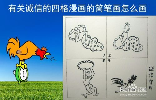 有关诚信的四格漫画的简笔画怎么画 百度经验