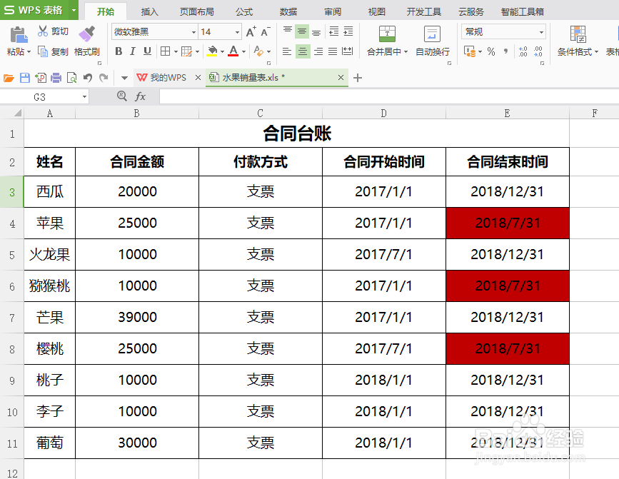 excel怎样设置合同到期提醒