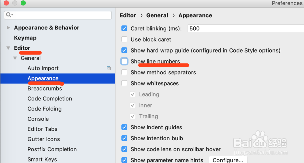 AndroidStudio设置显示代码行号