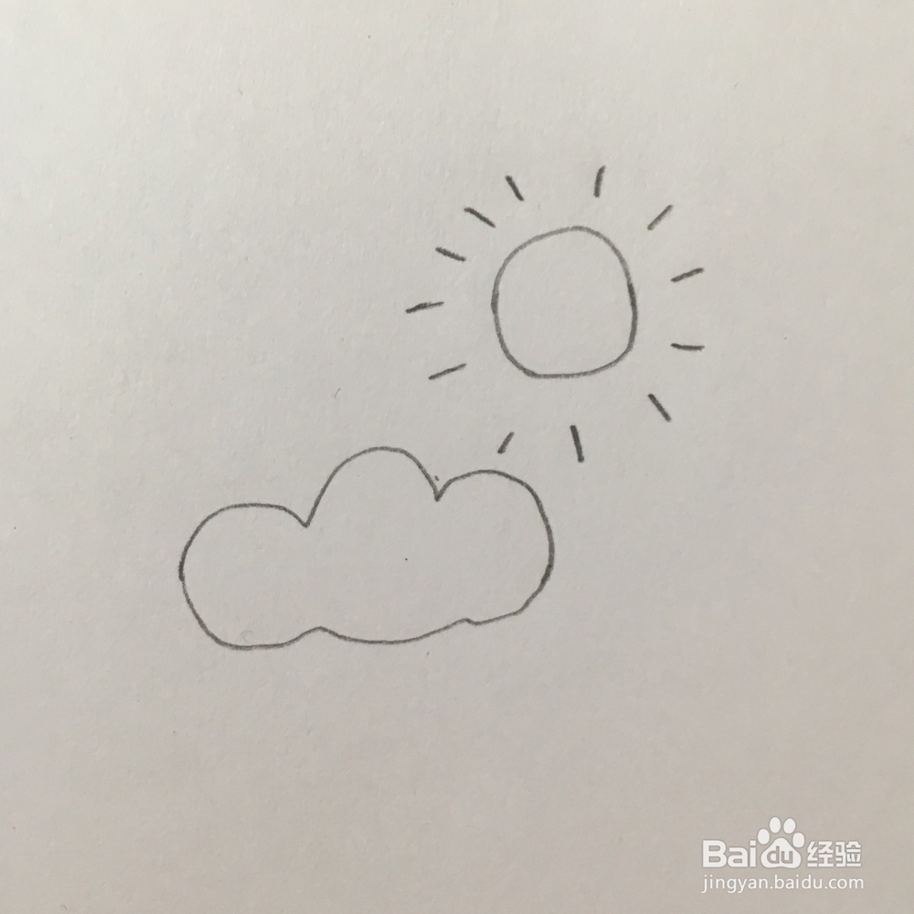 浮云蔽日、雷雨交加的天气怎么用简笔画表示?