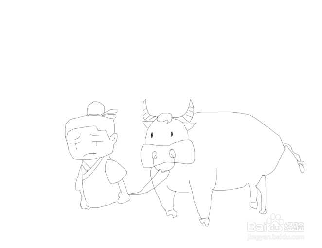 牛郎被赶出家门简笔画
