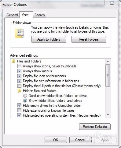 win7系统中文件夹选项设置/搜索功能运用
