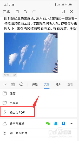 手机WPS文档中如何将文件导出为PDF格式
