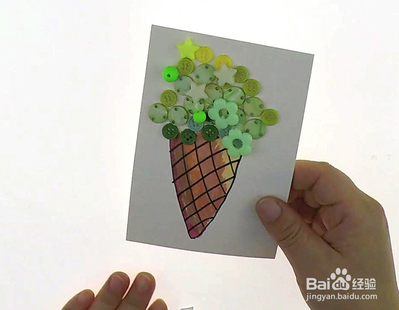 亲子手工纽扣贴画如何制作?