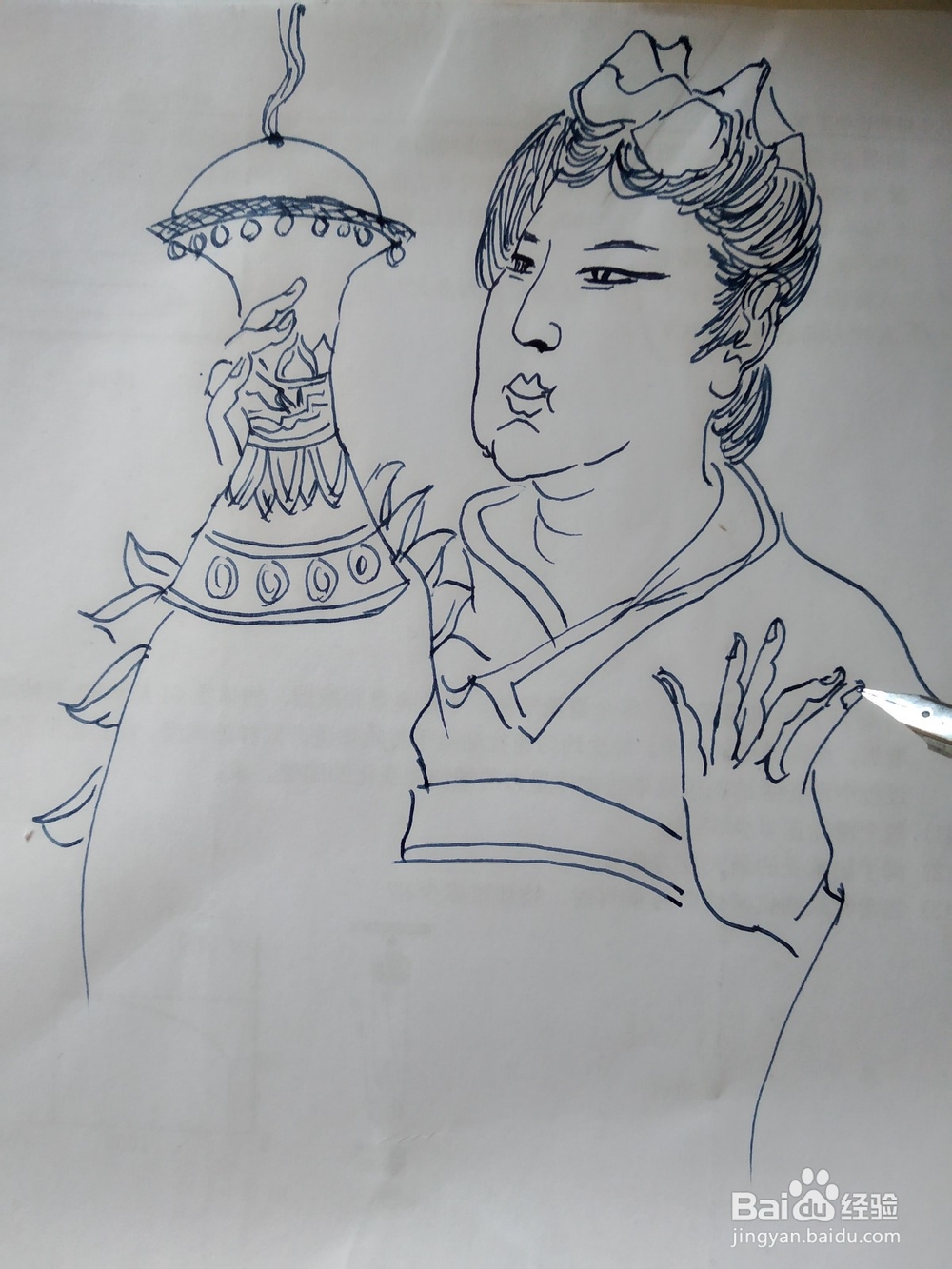 持香薰侍女的钢笔画法