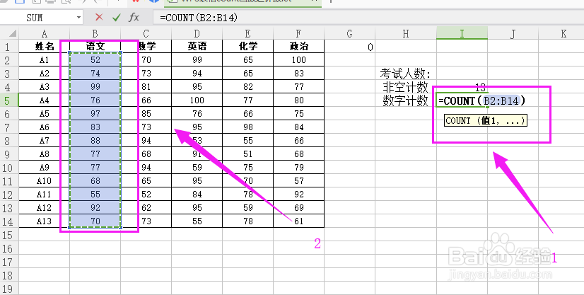 WPS表格count函数条件之计数