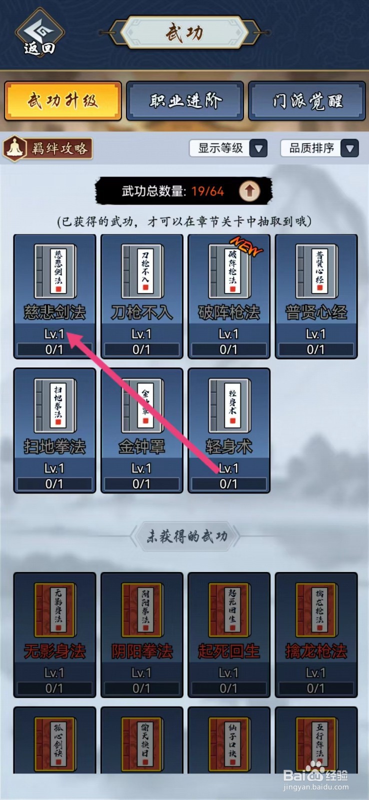 剑侠风云如何查看【慈悲剑法】