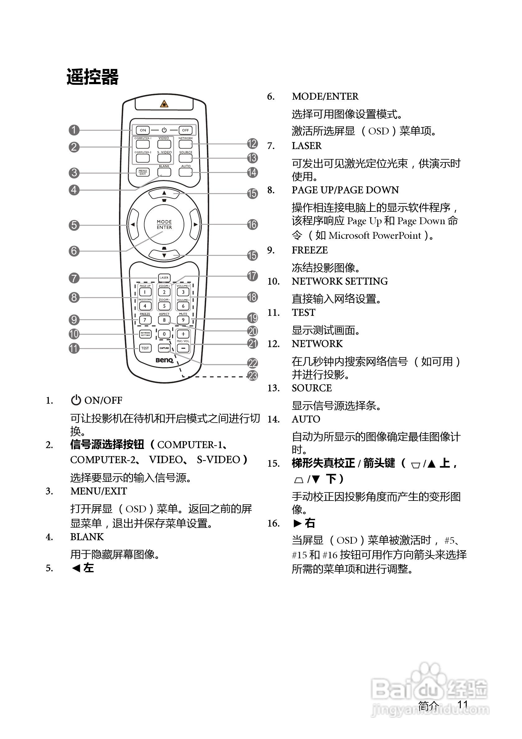 明基投影仪1070+说明书图片