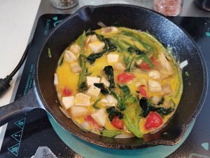 健康养生佳品菠菜扇贝丁奶酪烘蛋的做法
