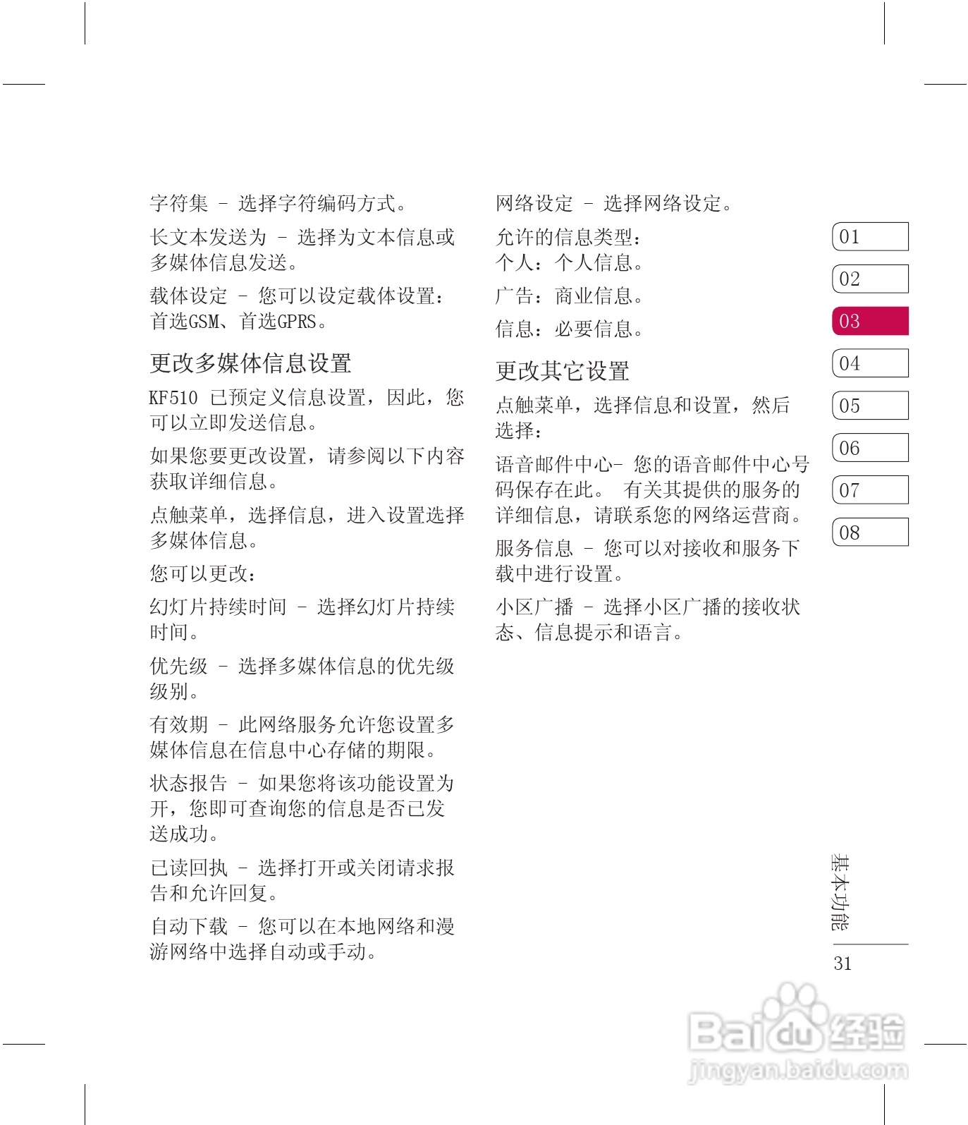 乐金手机KF510型使用说明书:[4]