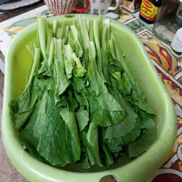 海米小白菜疙瘩汤