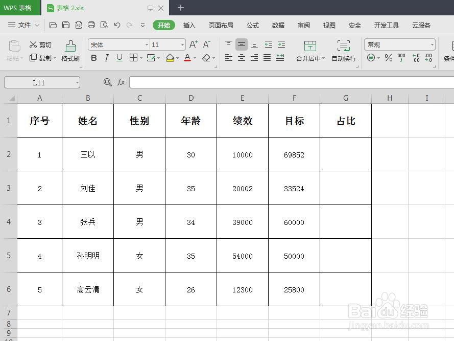 wps表格怎样自动计算百分比