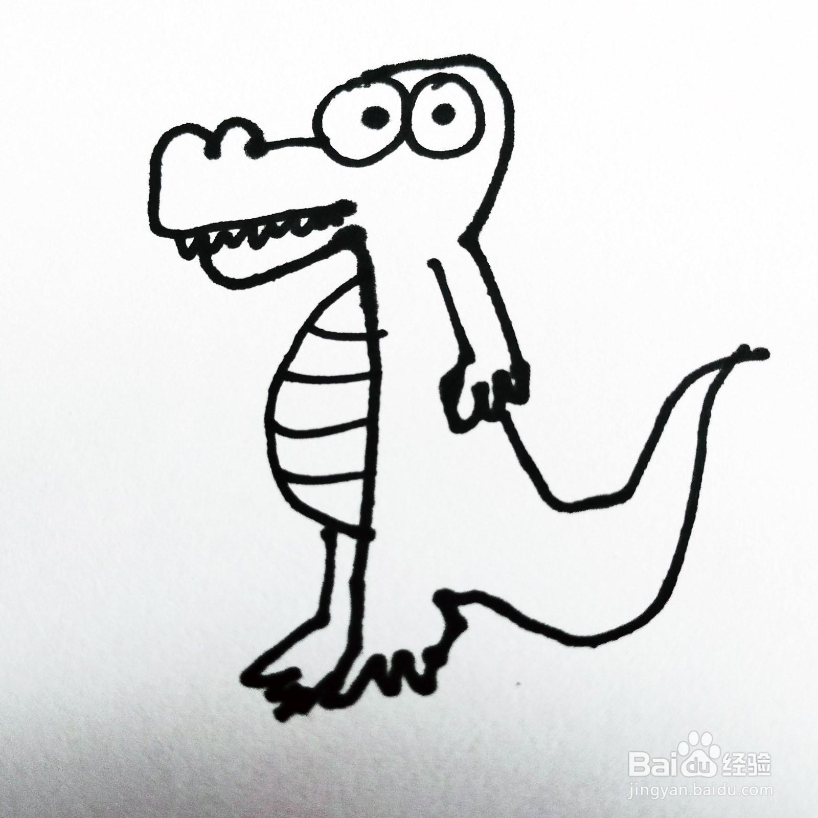 如何来画一位卡通鳄鱼简笔画呢