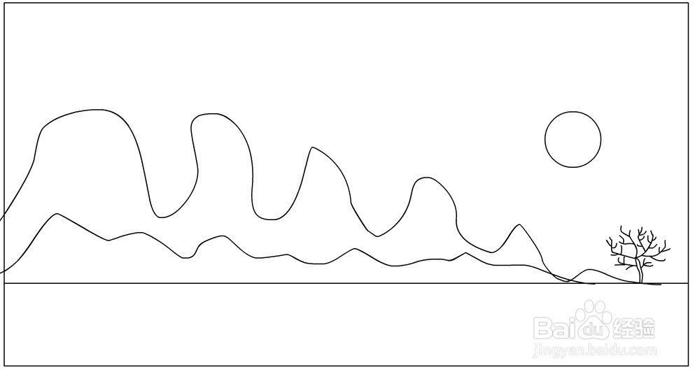 flash绘制一个山峦的插画背景