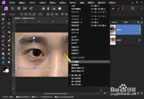 affinityphoto怎样让两只眼睛对称?