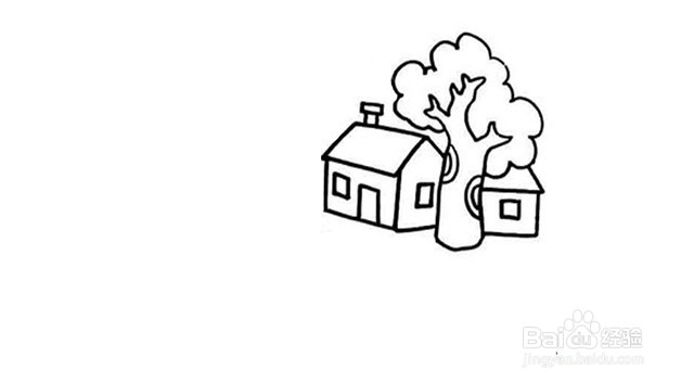 美丽村庄简笔画