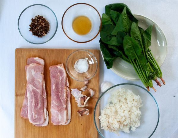 培根菠菜米饭卷