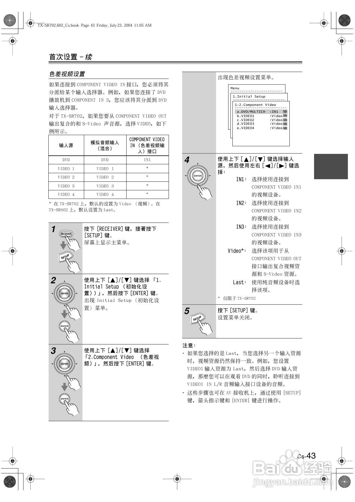 安桥AV接收机TX-SR702型使用说明书:[3]
