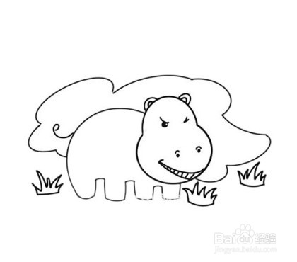 怎么画出微笑的河马