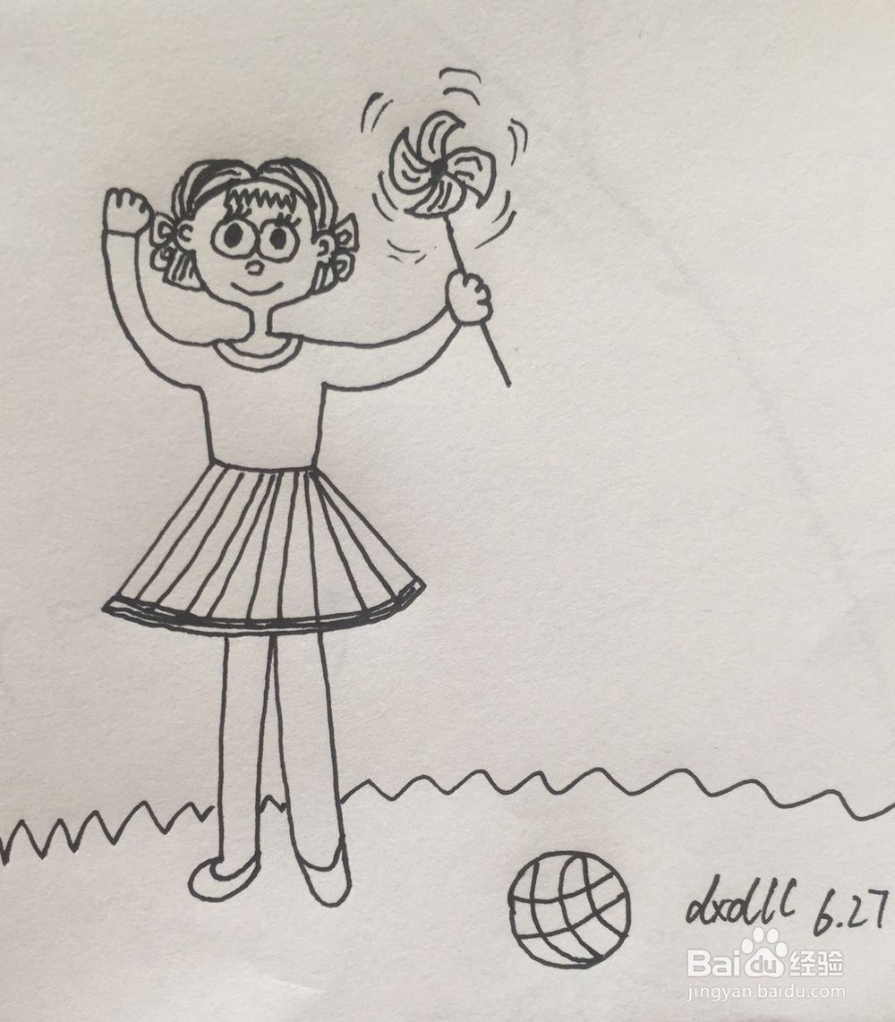 dxdll手绘之拿着风车的女孩