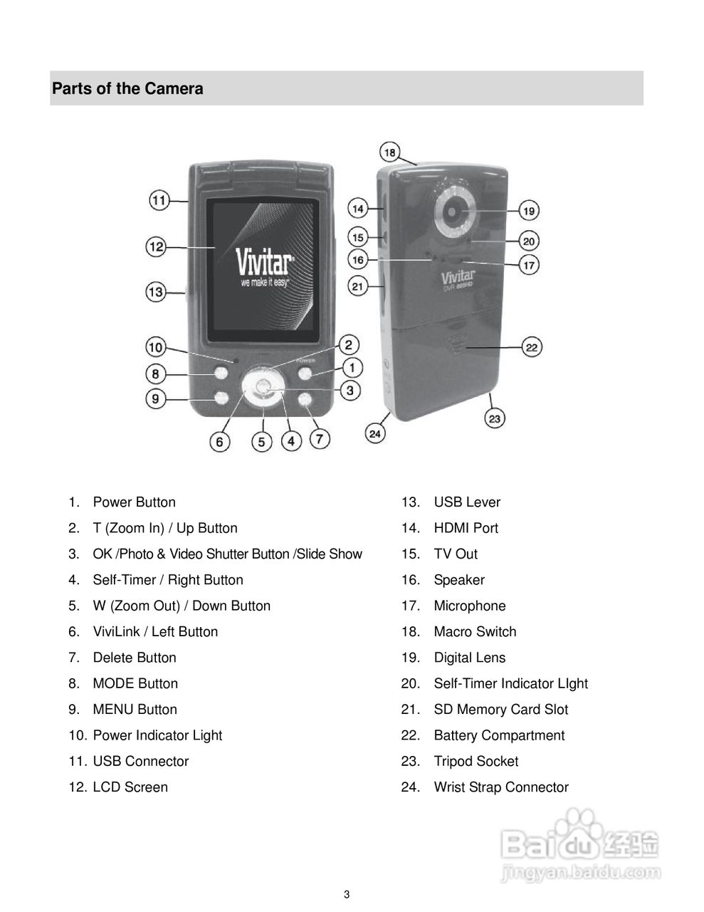 威达Vivitar DVR 805HD数码摄像机使用说明书:[1]