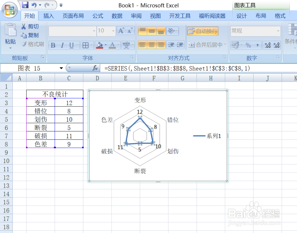 office2007 Excel如何插入雷达图