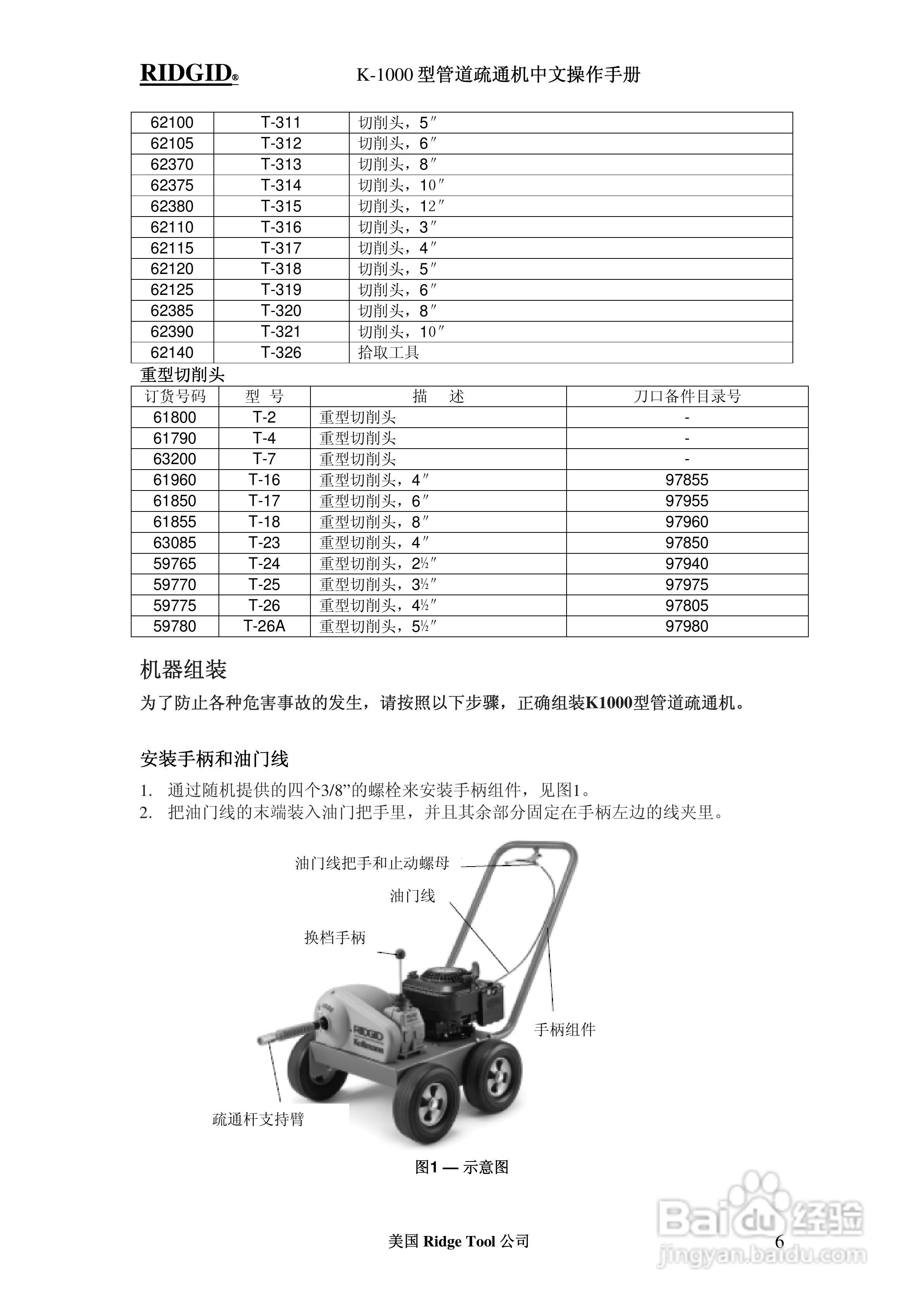 RIDGID K-1000型管道疏通机操作手册:[1]