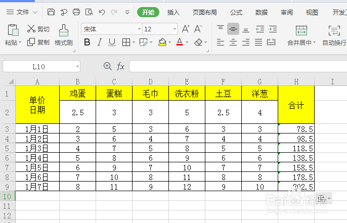 如何在Excel中计算乘积之和