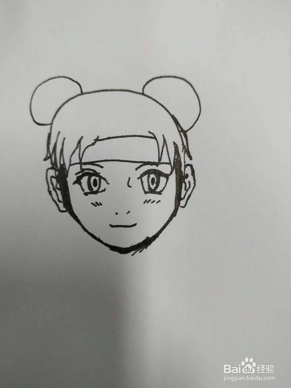 丸子头少女头像手绘