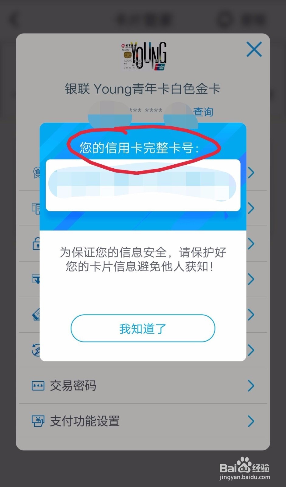 掌上生活如何查询信用卡完整卡号?