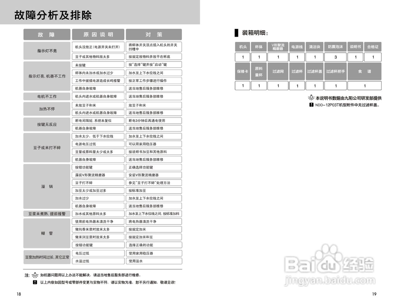 九阳豆浆机NDD-10P07型使用说明书