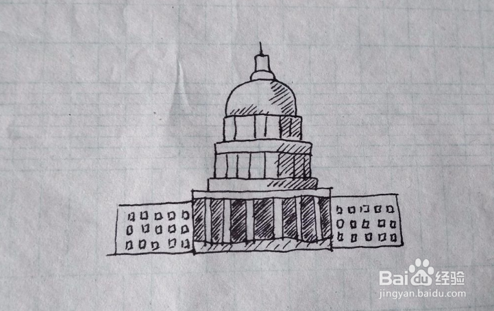 国会大厦简笔画图片